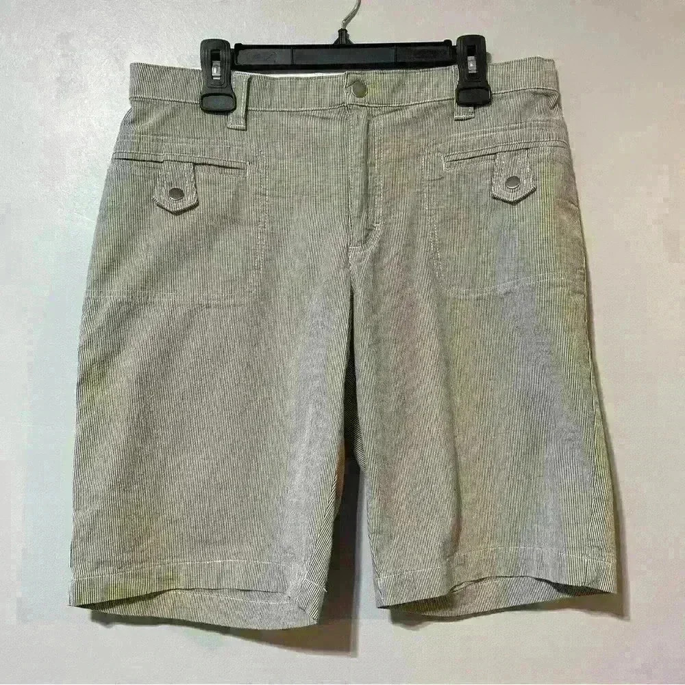 Lee Shorts Womens Size 14 Medium Comfort Waistband Stretch Striped Bermuda Beach